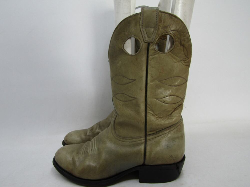 Boulet Mens Size 8 EEE Beige All Leather Buckaroo Western Cowboy Boots